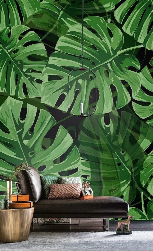 Big Green Leaf Vivid Floral Wallpaper Wall Decor Mural Art