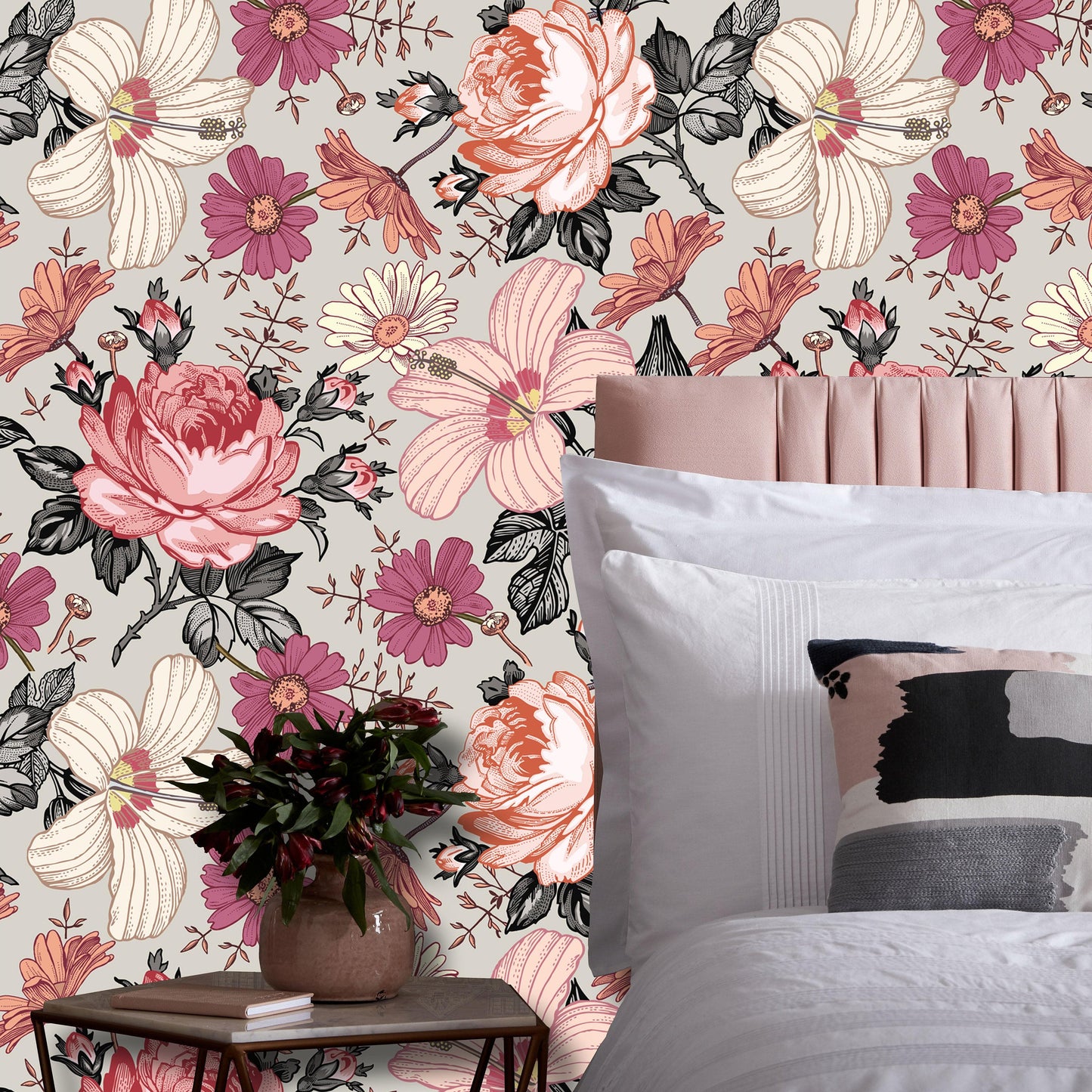 Beautiful Wild Flowers Rose Floral Wallpaper Mural Art