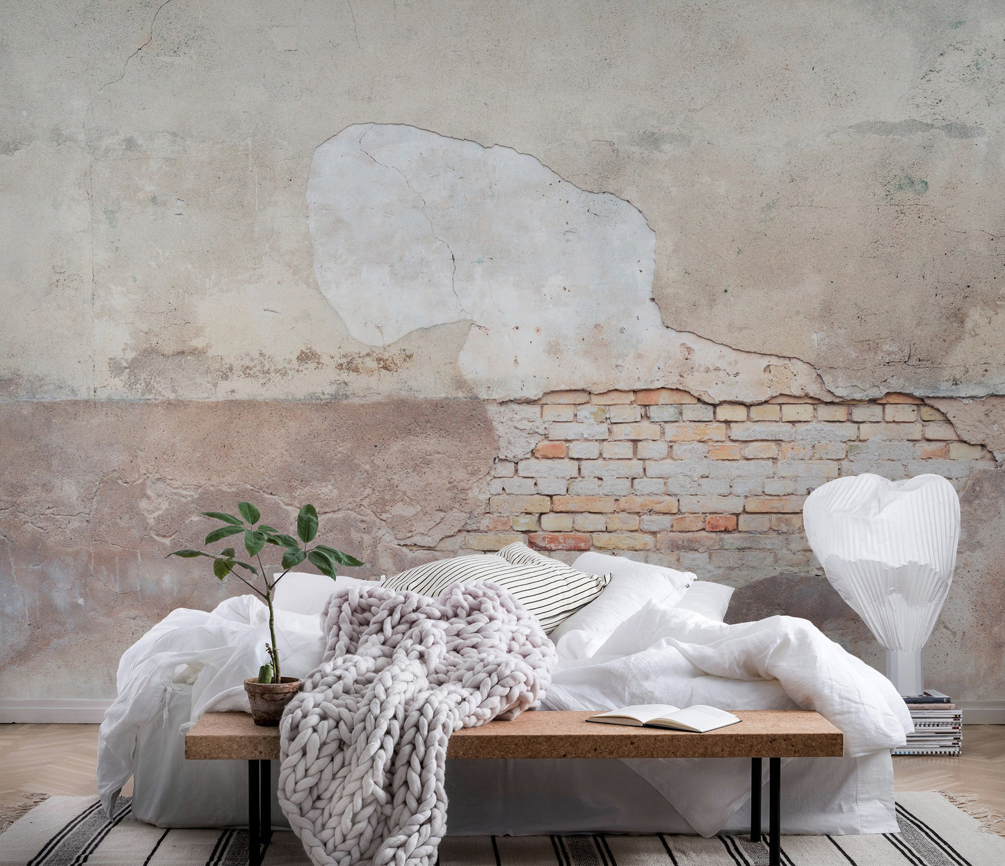 Vintage Stucco Brick Patterned Wallpaper Wall Decor Mural Art