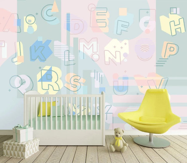 Letters On Colorful Background Wallpaper Mural Home Decor