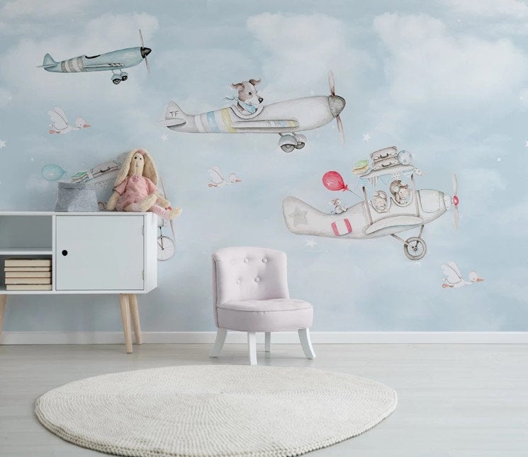 Animals in Planes Light Blue Sky Clouds Animal Wallpaper