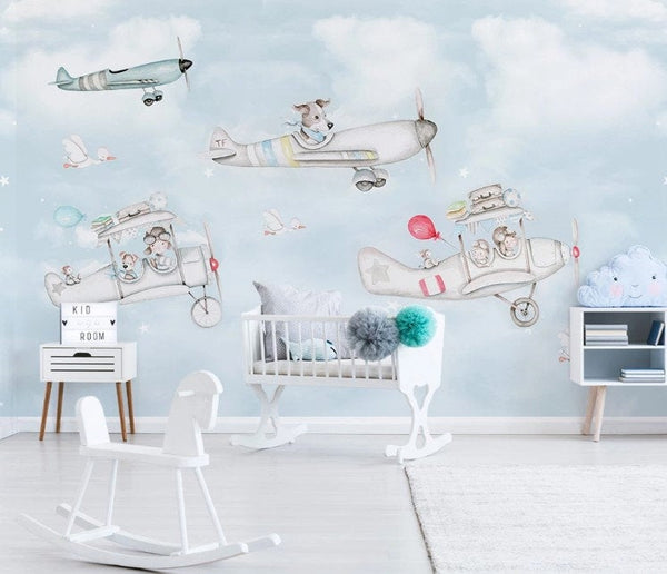Animals in Planes Light Blue Sky Clouds Animal Wallpaper
