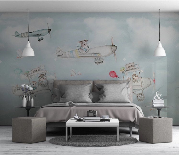 Animals in Planes Light Blue Sky Clouds Animal Wallpaper