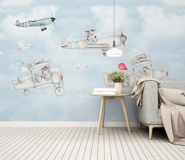 Animals in Planes Light Blue Sky Clouds Animal Wallpaper