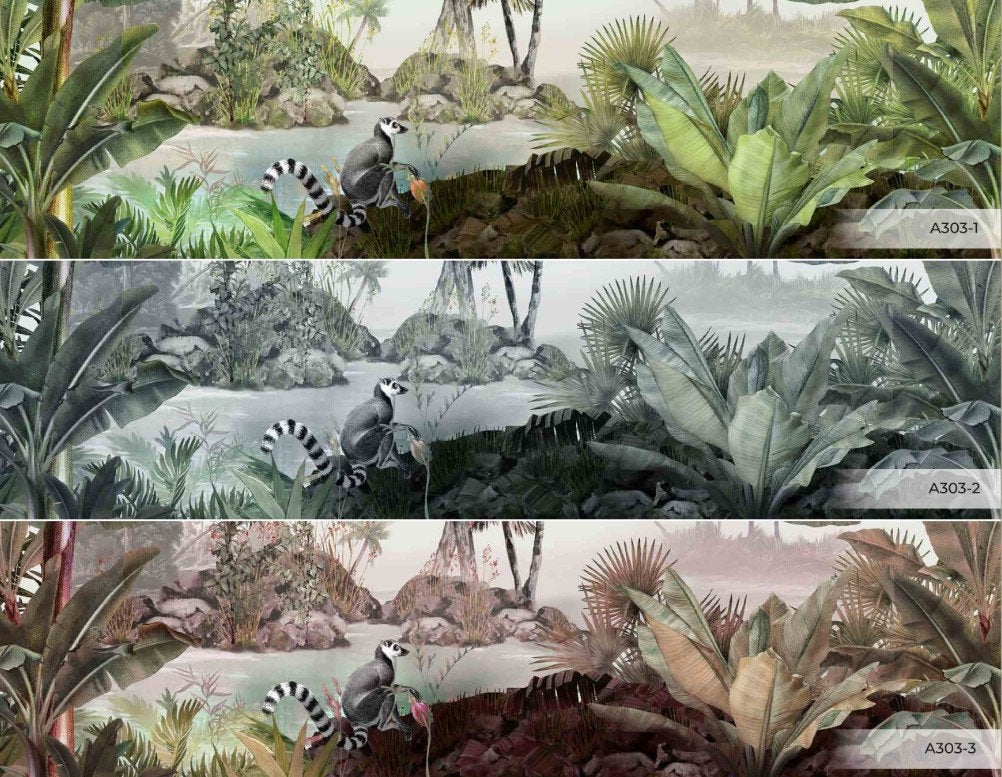 Tropical Jungle Plants Leaves Animal Flower Floral Wallpaper