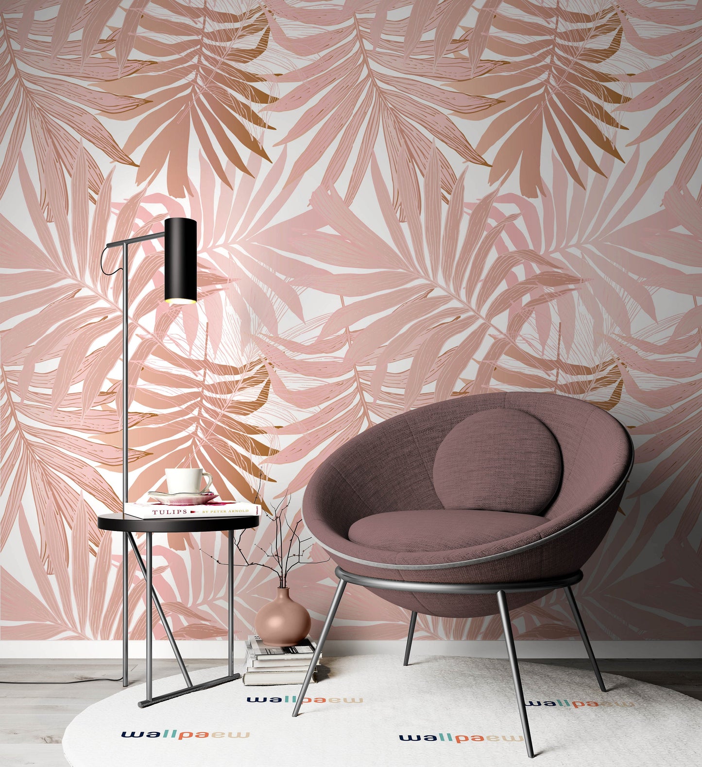 Pink Leaves On The White Background Flowers Floral Wallpaper