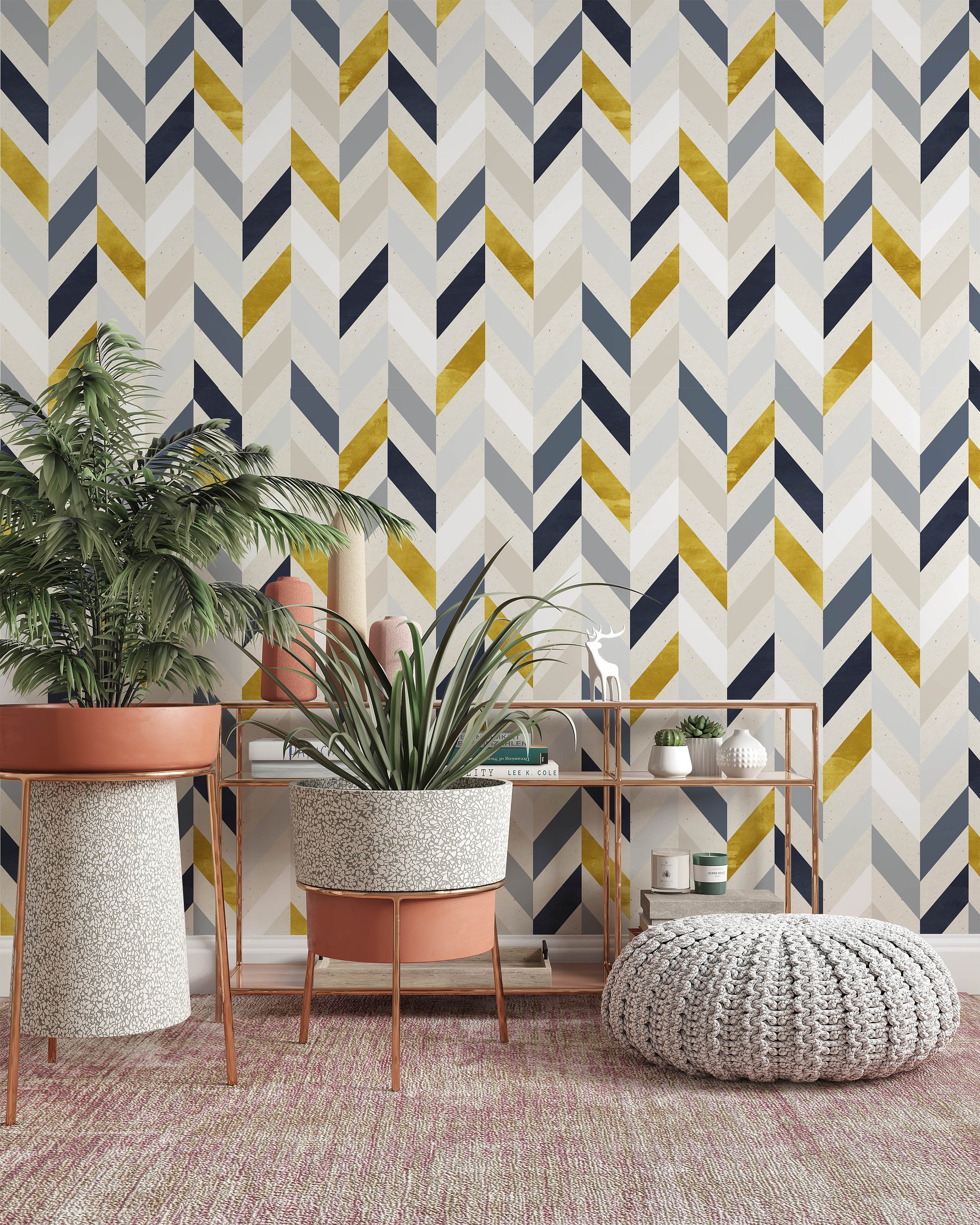 Colorful Geometric Lines Rectanges Shapes Modern Wallpaper