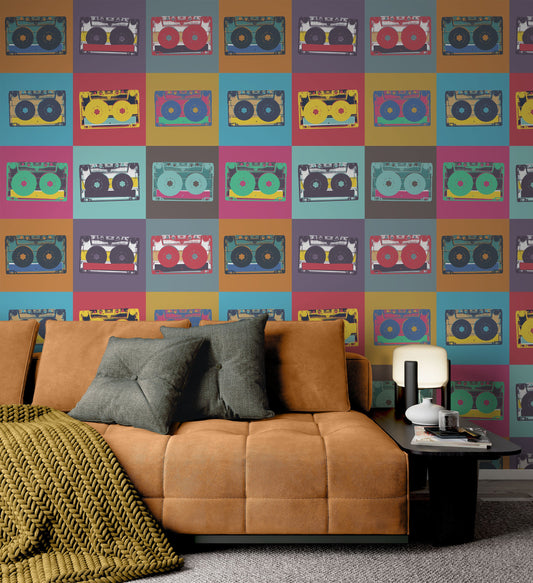 Tape Recorder Art Illustration Wallpaper Removable