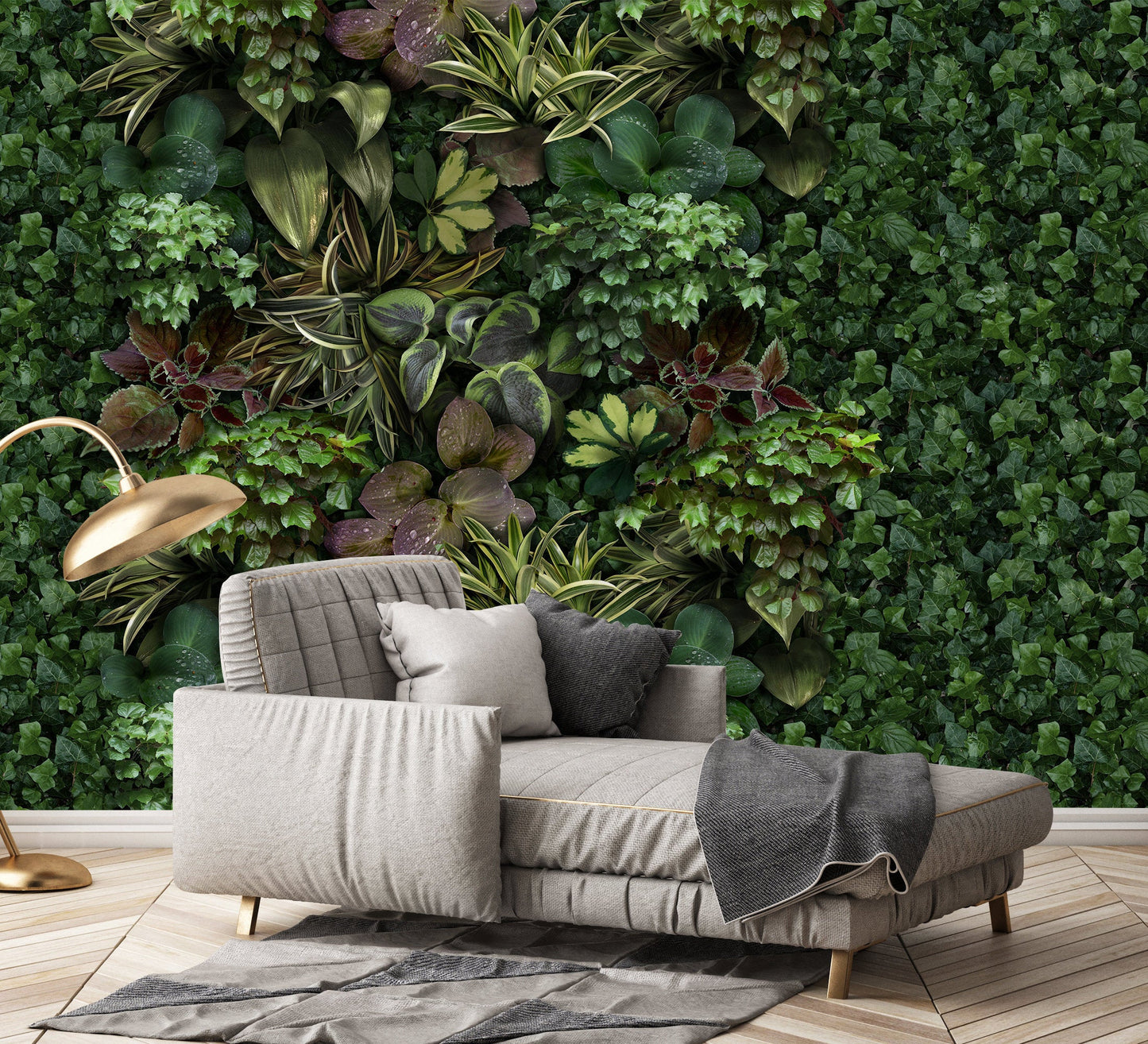 Realistic Green Leaves Floral Wallpaper Mural Home Wall Art