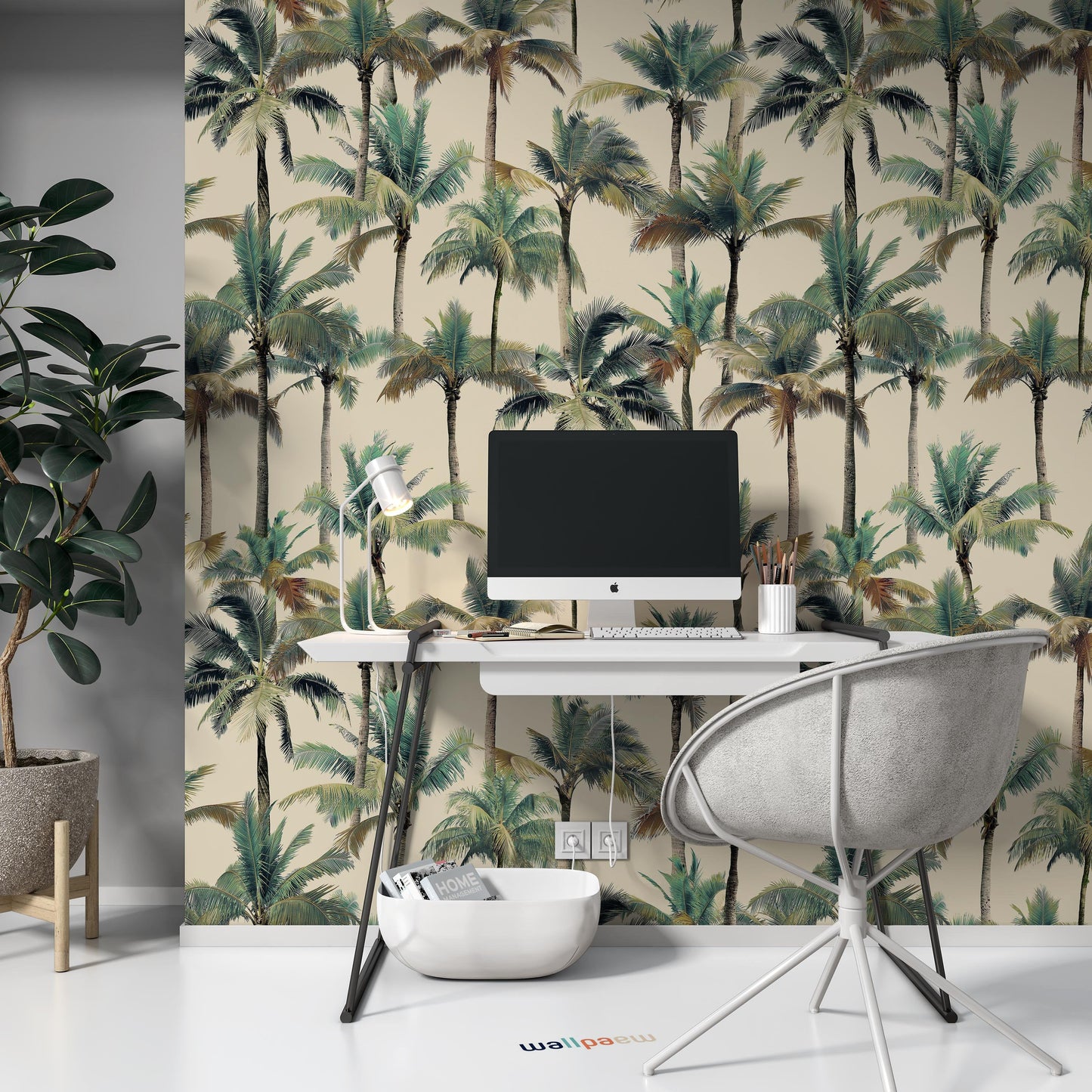 Palm Trees Background Flowers Floral Wallpaper Mural Home