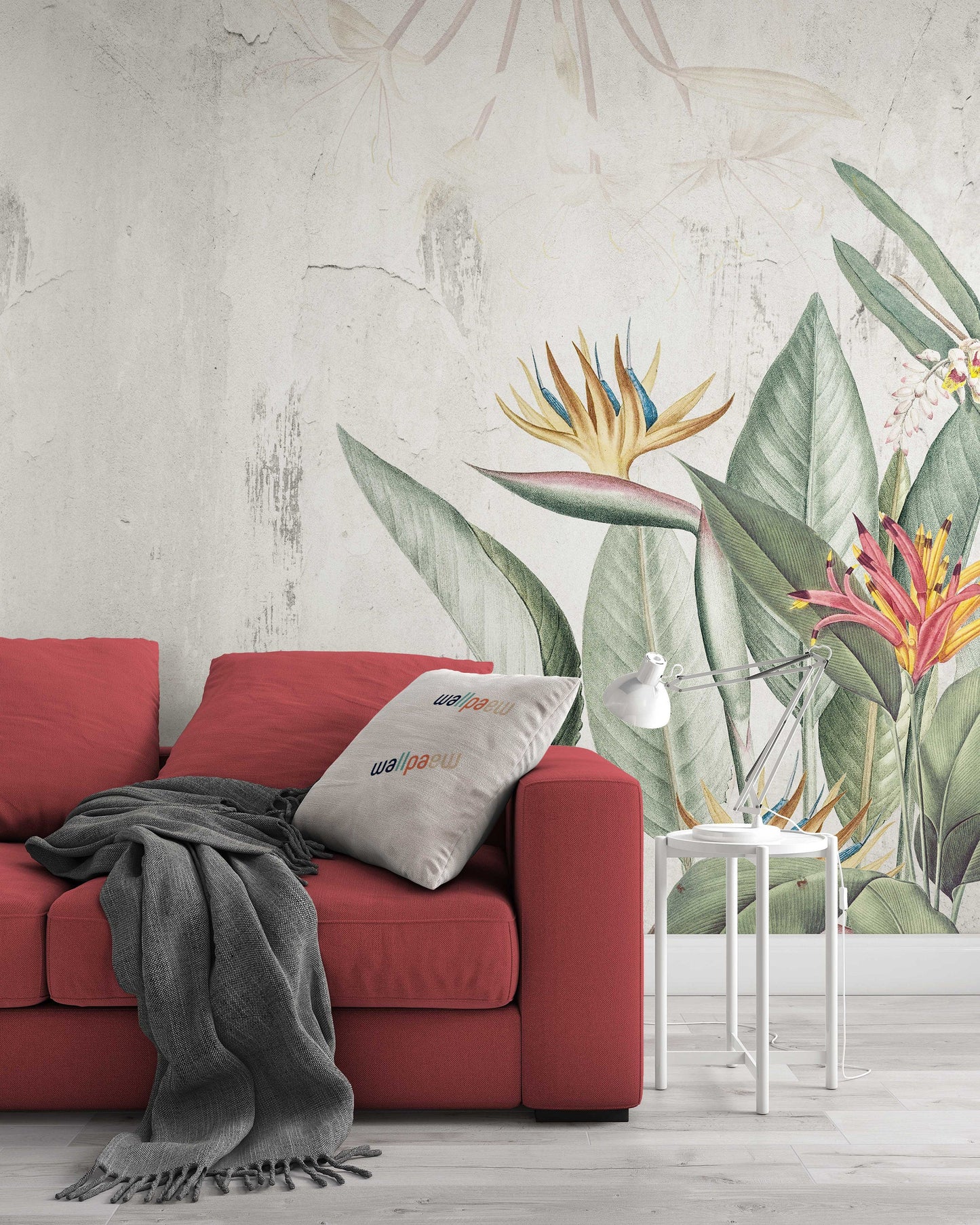 Tropical Exotic Plant White Flower Design Decor Wallpaper