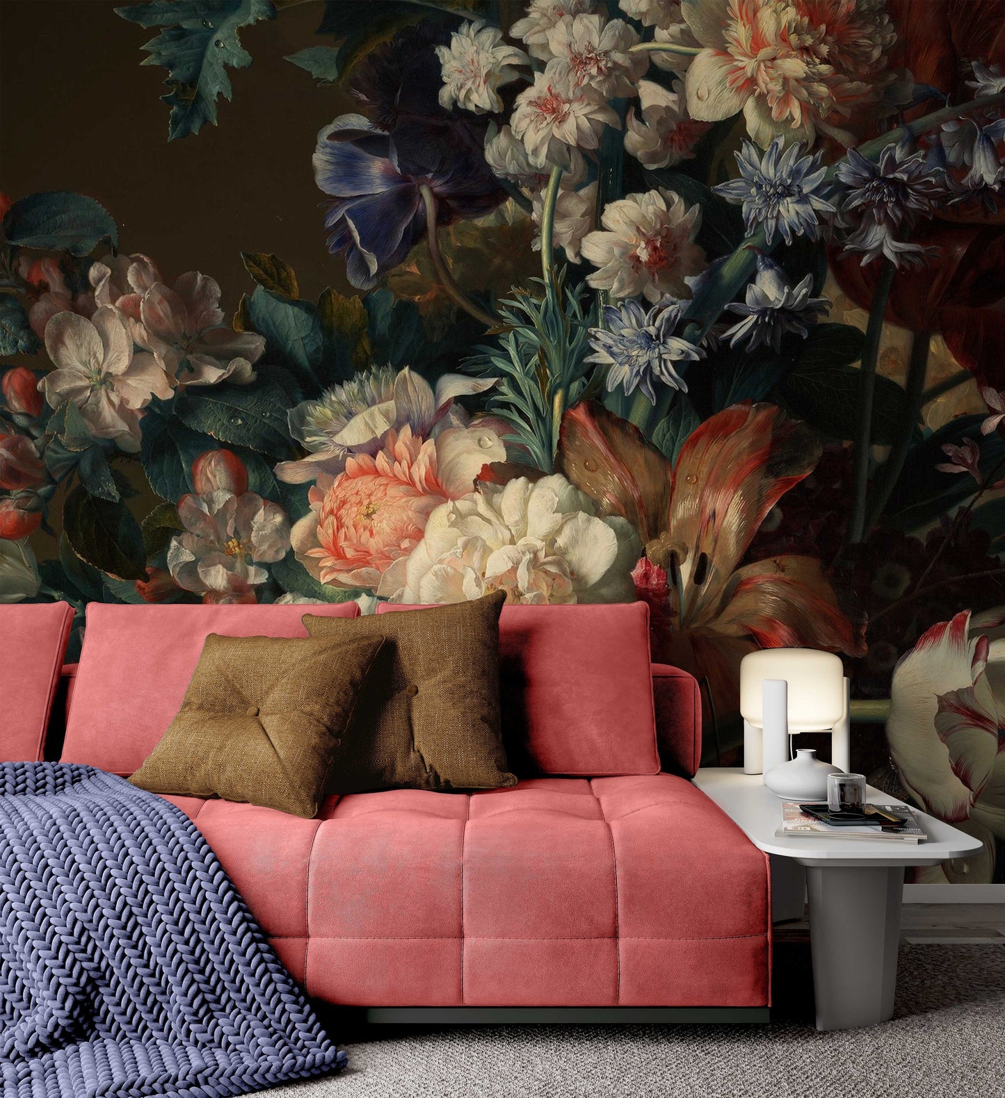 Colorful Realistic Flowers On The Dark Background Wallpaper