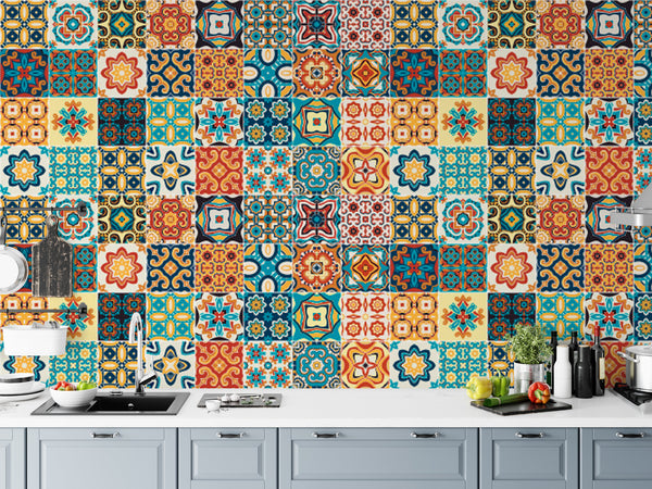 Arabic And Moroccan Style Multicolor Square Style Wallpaper