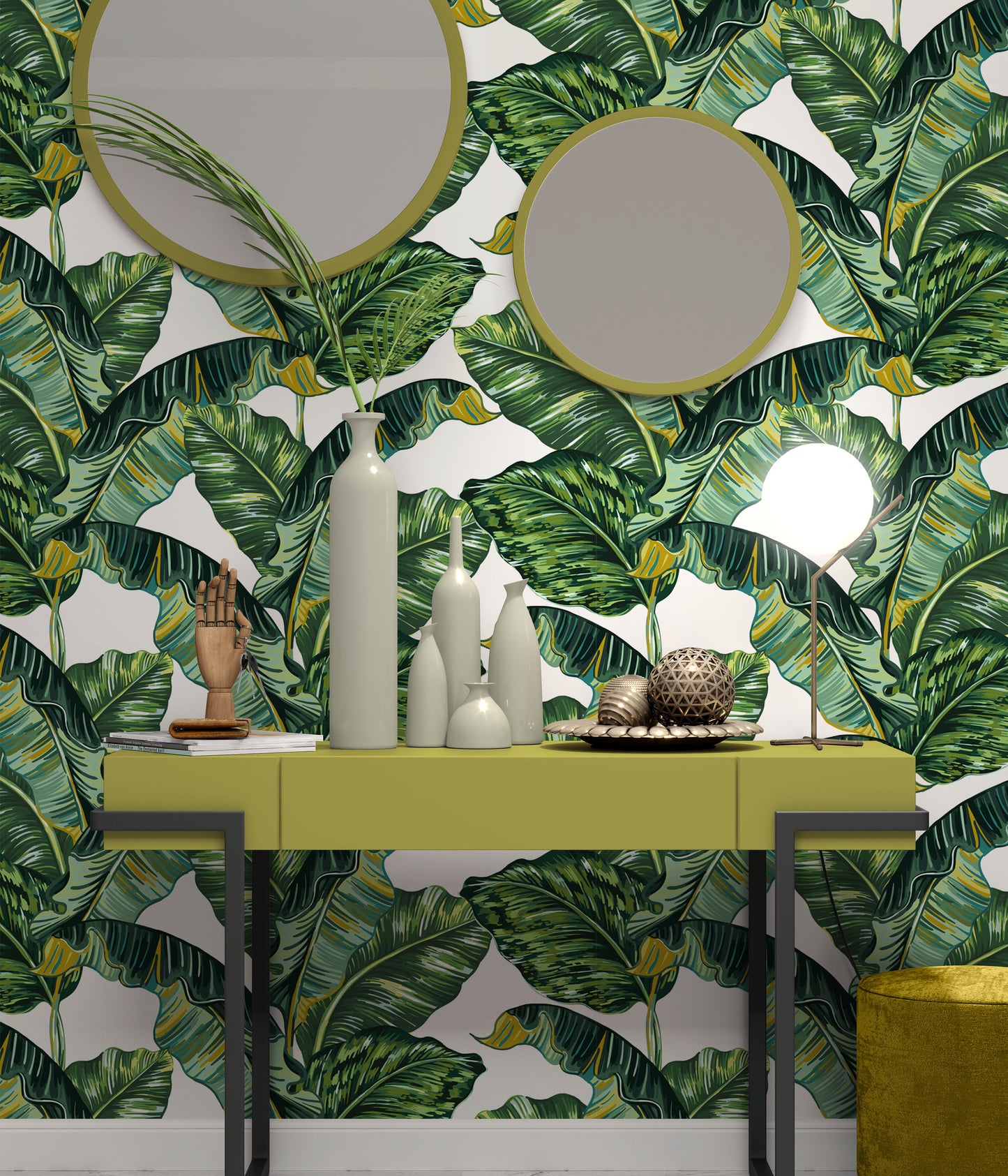 Vivid Green Plants Leaves Flowers Floral Wallpaper