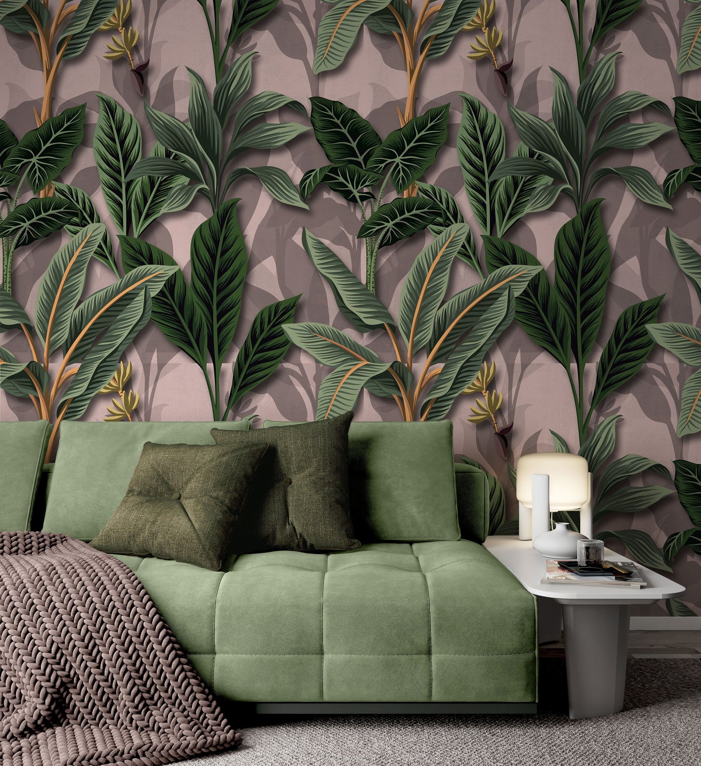 Vintage Tropical Palm Banana Trees Exotic Jungle Wallpaper