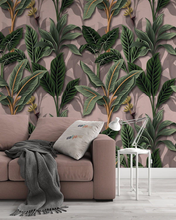 Vintage Tropical Palm Banana Trees Exotic Jungle Wallpaper