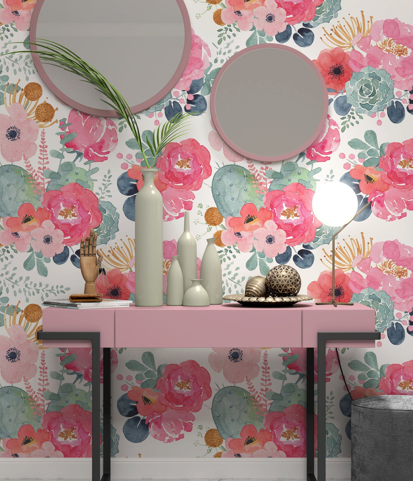 Watercolor Colorful Flowers On The White Background Wallpaper