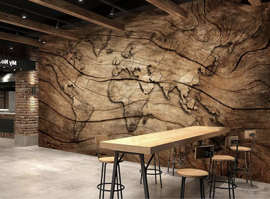 Vintage Style World Map Wallpaper Mural Home Decor Wall Art