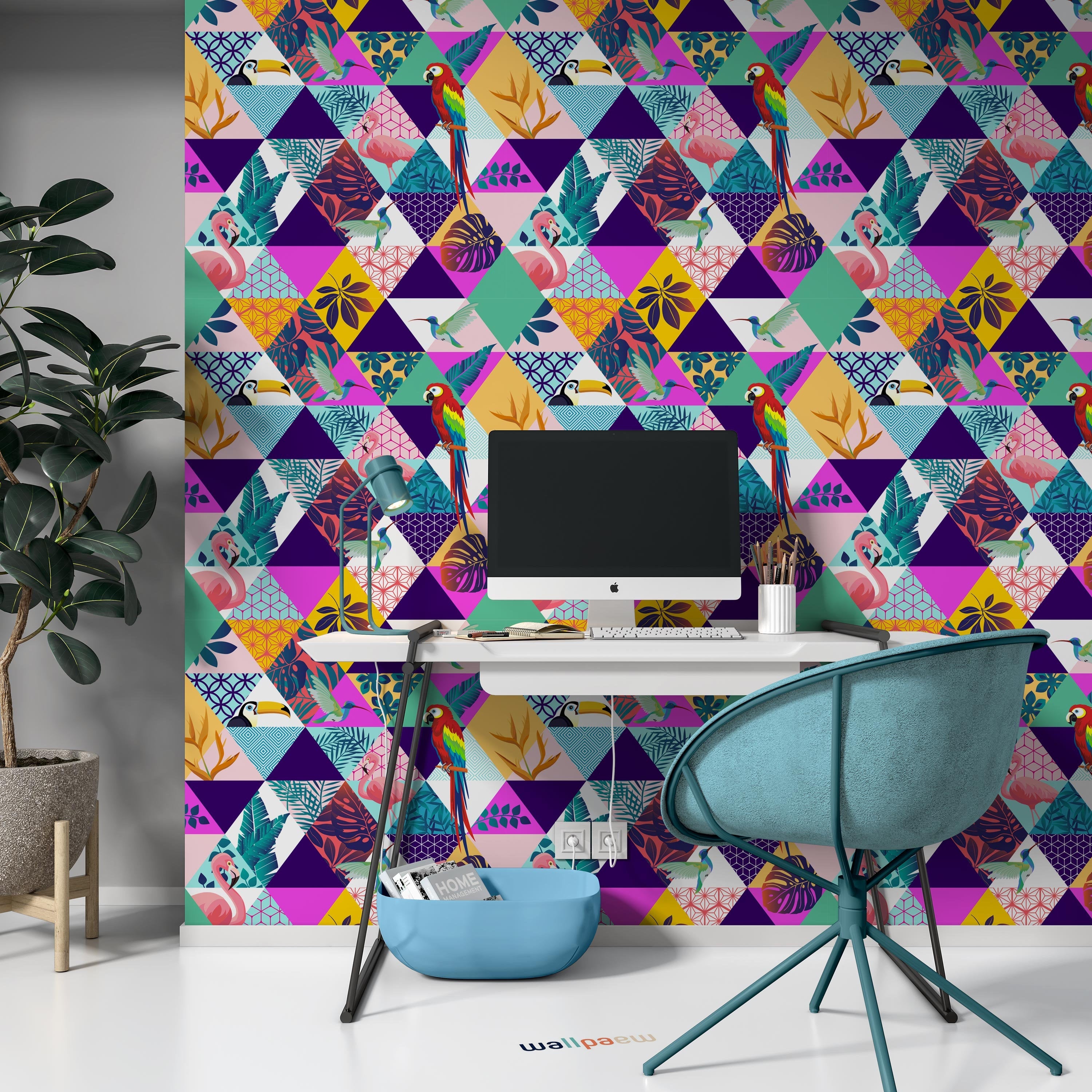 Colorful Multicolor Triangles Geometric Shapes Modern Wallpaper