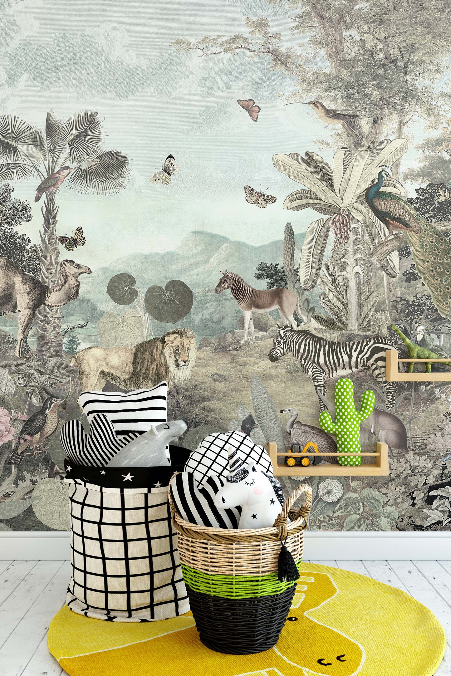 The Animals in Tropical Jungle Wallpaper Mural Home Decor