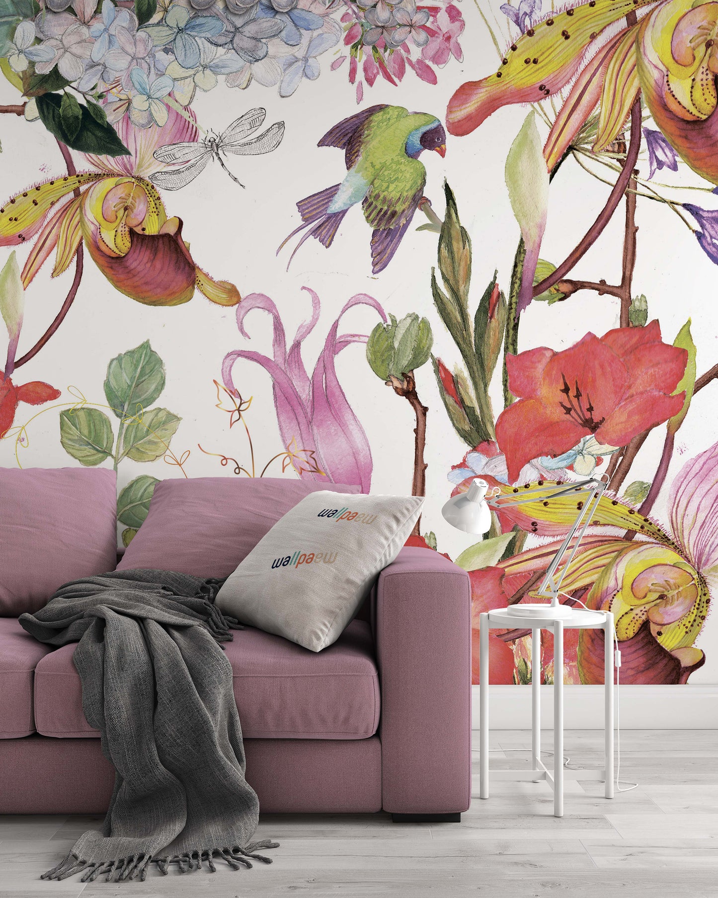 Birds Spring Garden Flowers Background Floral Wallpaper
