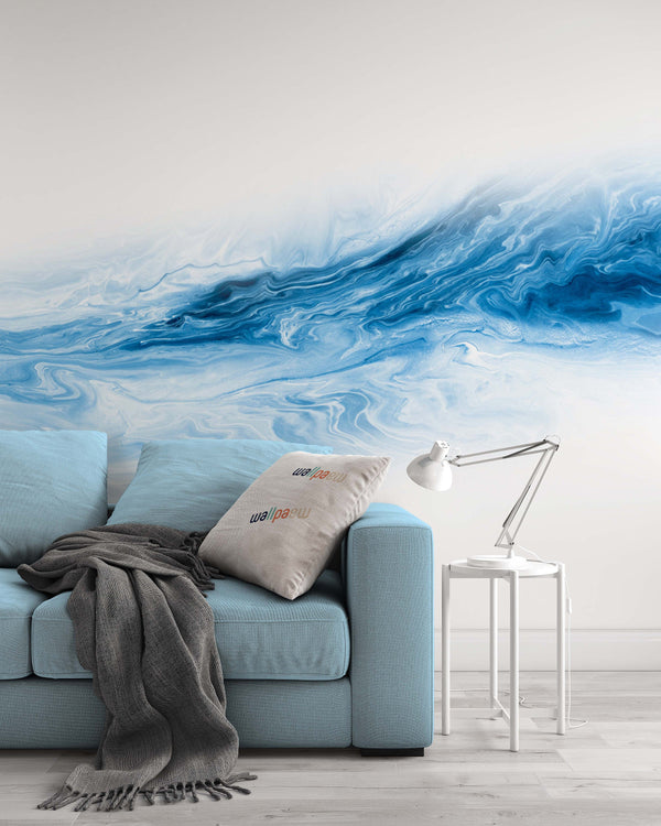 Blue Abstract Ocean Creative Marble Texture Wallpaper Bathroom Restaurant Bedroom Living Room Cafe Office Mural Home Decor Wall Art