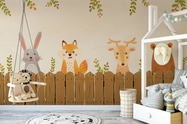 Rabbit Wood Garden Cute Fox Deer Animal Wallpaper