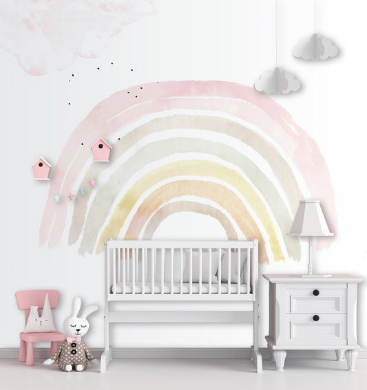 Colorful Rainbow Gray Cloud Art Wallpaper Removable