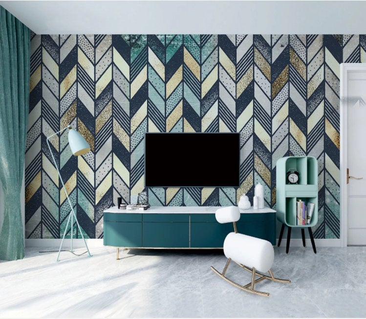 Colorful Line Rectangle Geometric Shapes Modern Wallpaper