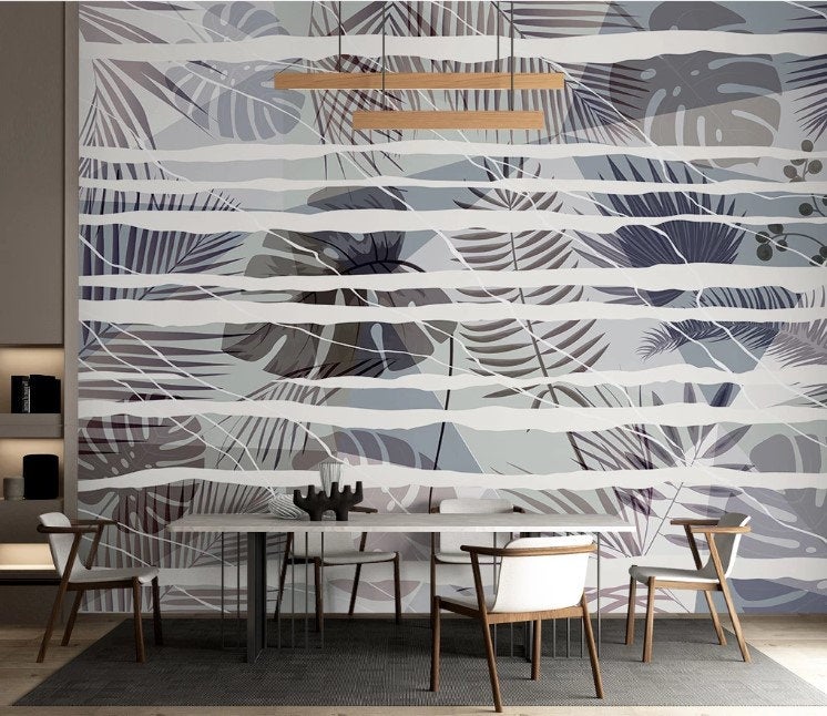 Botanical Leaves Modern Striking Design Floral Wallpaper Restaurant Living Room Cafe Office Bedroom Mural Home Wall Art