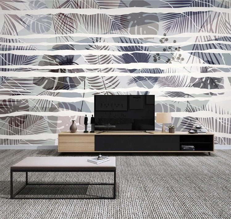 Botanical Leaves Modern Striking Design Floral Wallpaper Restaurant Living Room Cafe Office Bedroom Mural Home Wall Art