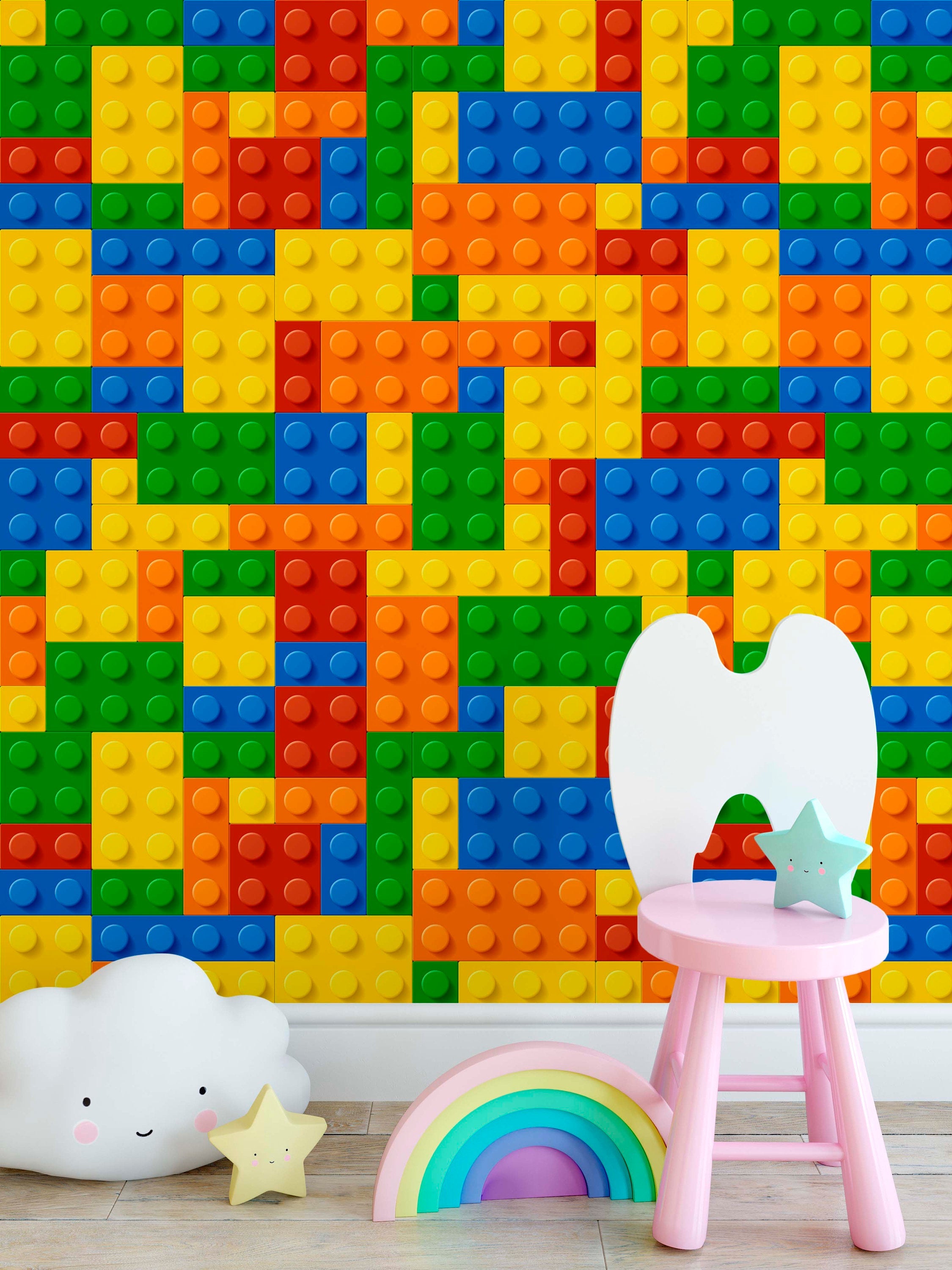 Colorful Lego's Looking Wallpaper Nursey Bedroom Children Kids Room Mural Home Decor Wall Art Removable