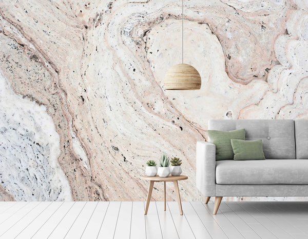 Beige And White Crack Marble Wallpaper Abstract Wall Art