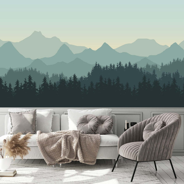 Realistic of Mountain and Forest Landscape  Wallpaper Cafe Restaurant Decoration Living Room Bedroom Wall Covering Mural Home Decor Art