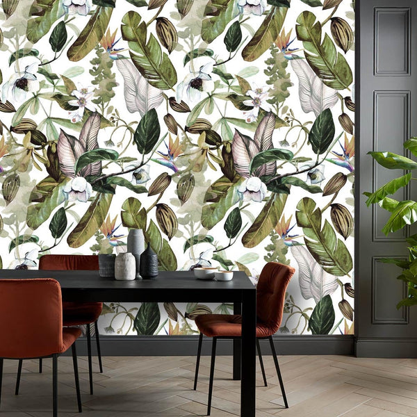 Tropical Flowers Magnolia Vanilla Orchid Floral Wallpaper