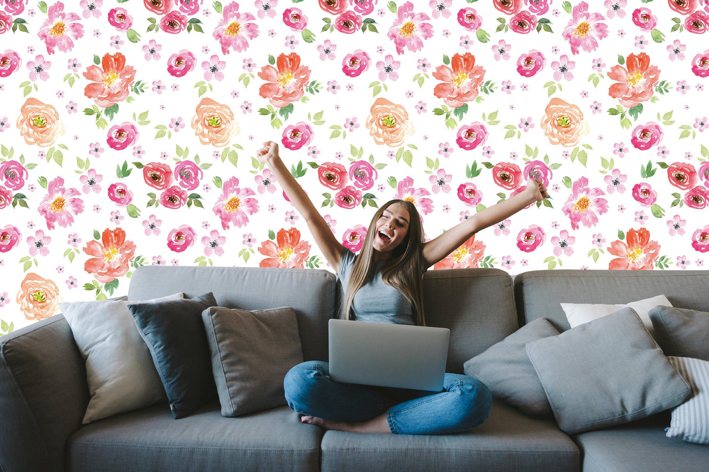Colorful Watercolor Flowers Floral Background Wallpaper