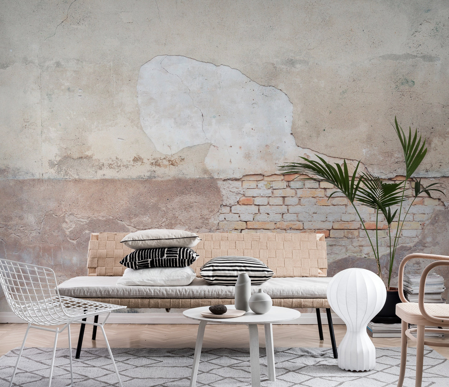 Vintage Stucco Brick Patterned Wallpaper Wall Decor Mural Art