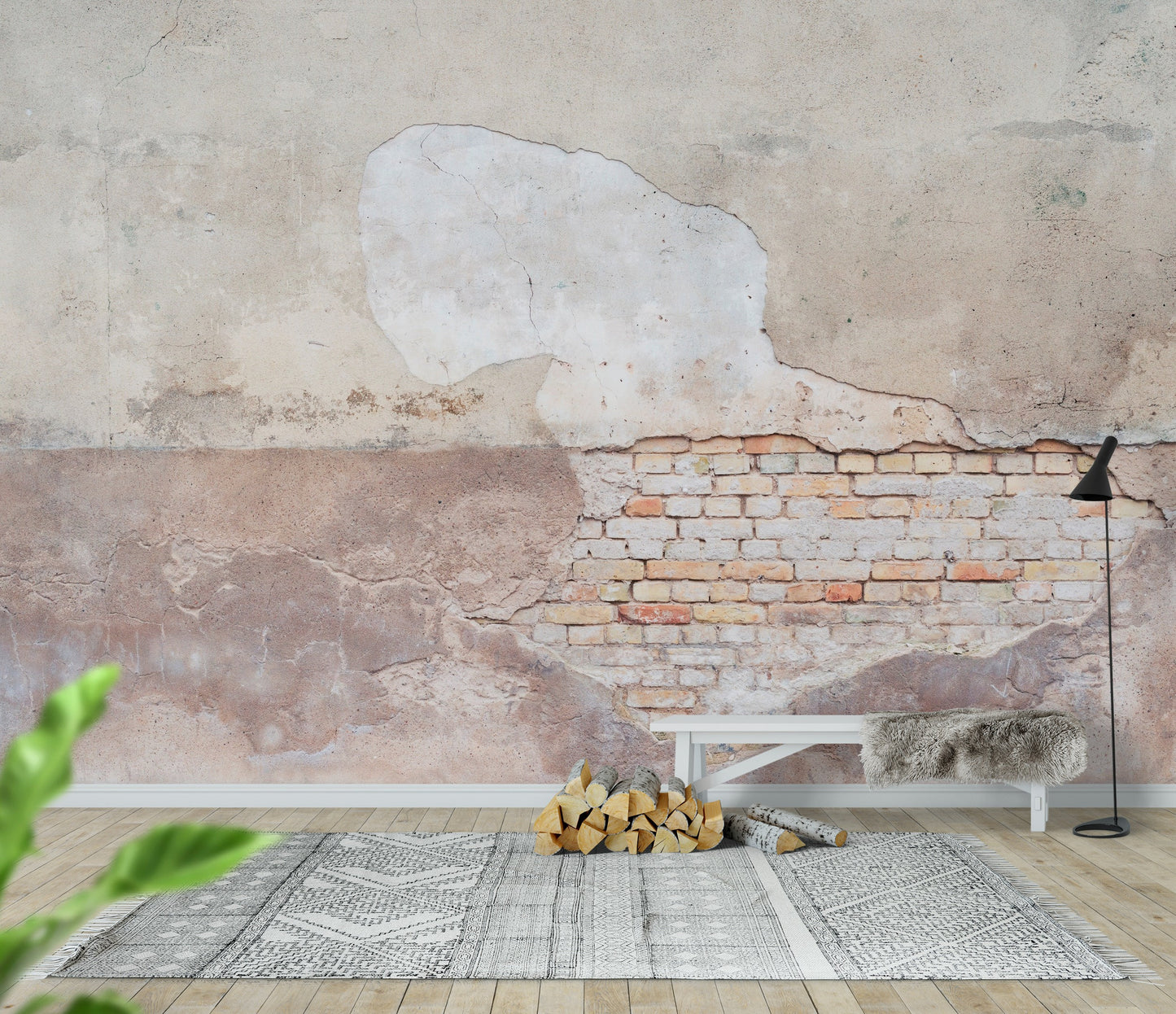 Vintage Stucco Brick Patterned Wallpaper Wall Decor Mural Art