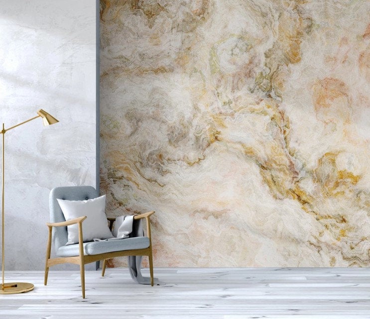 Gold Sky Texture Abstract Marble Wallpaper Wall Art