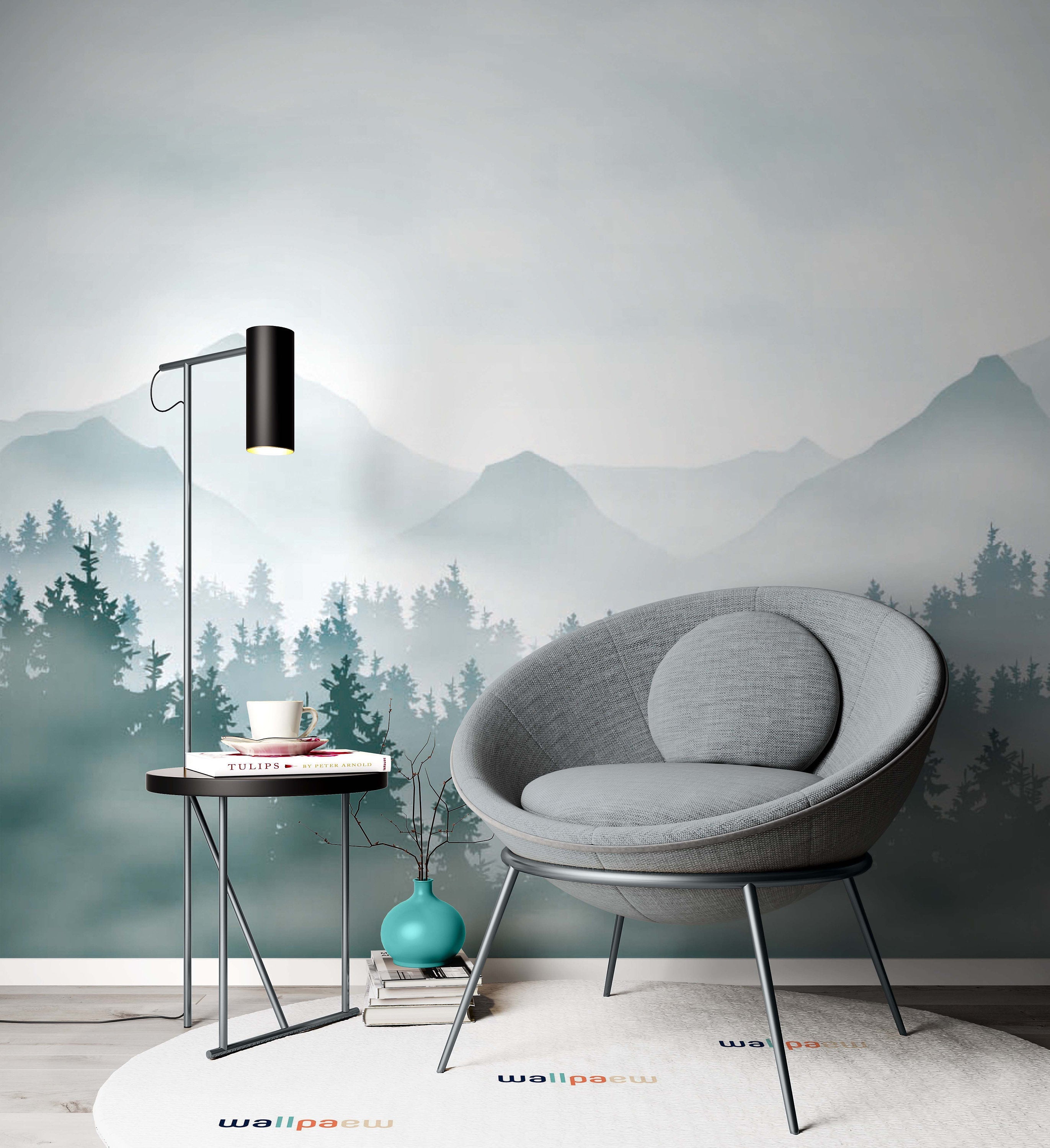 Mountain and Forest Landscape Natural Nature Wallpaper Cafe Restaurant Decoration Living Room Bedroom Wall Covering Mural Home Decor Art