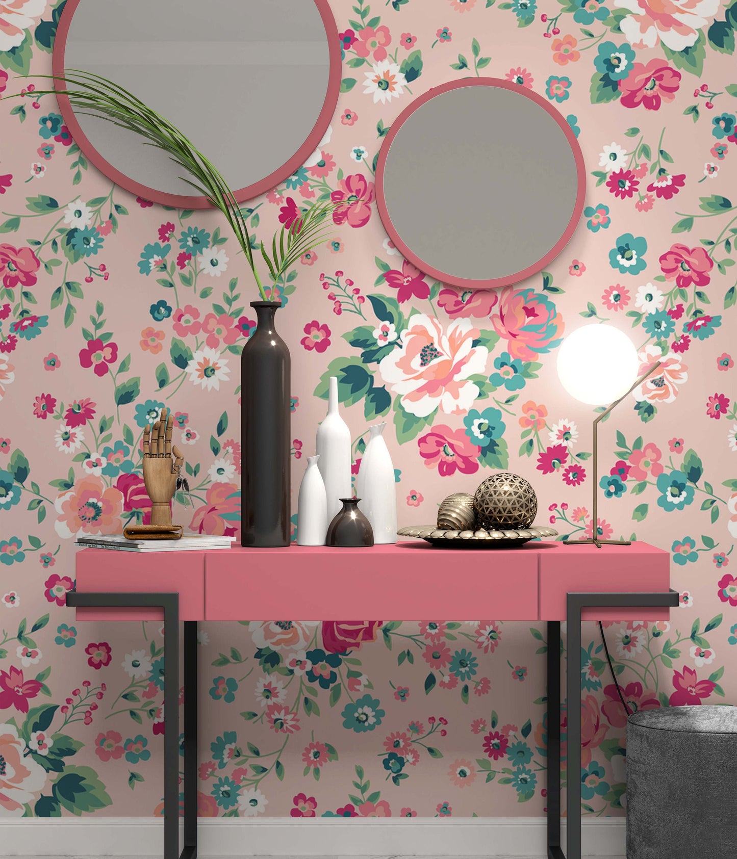 Trendy Floral Pattern Colorful Flowers Background Modern Wallpaper Restaurant Living Room Cafe Office Bedroom Mural Home Wall Art