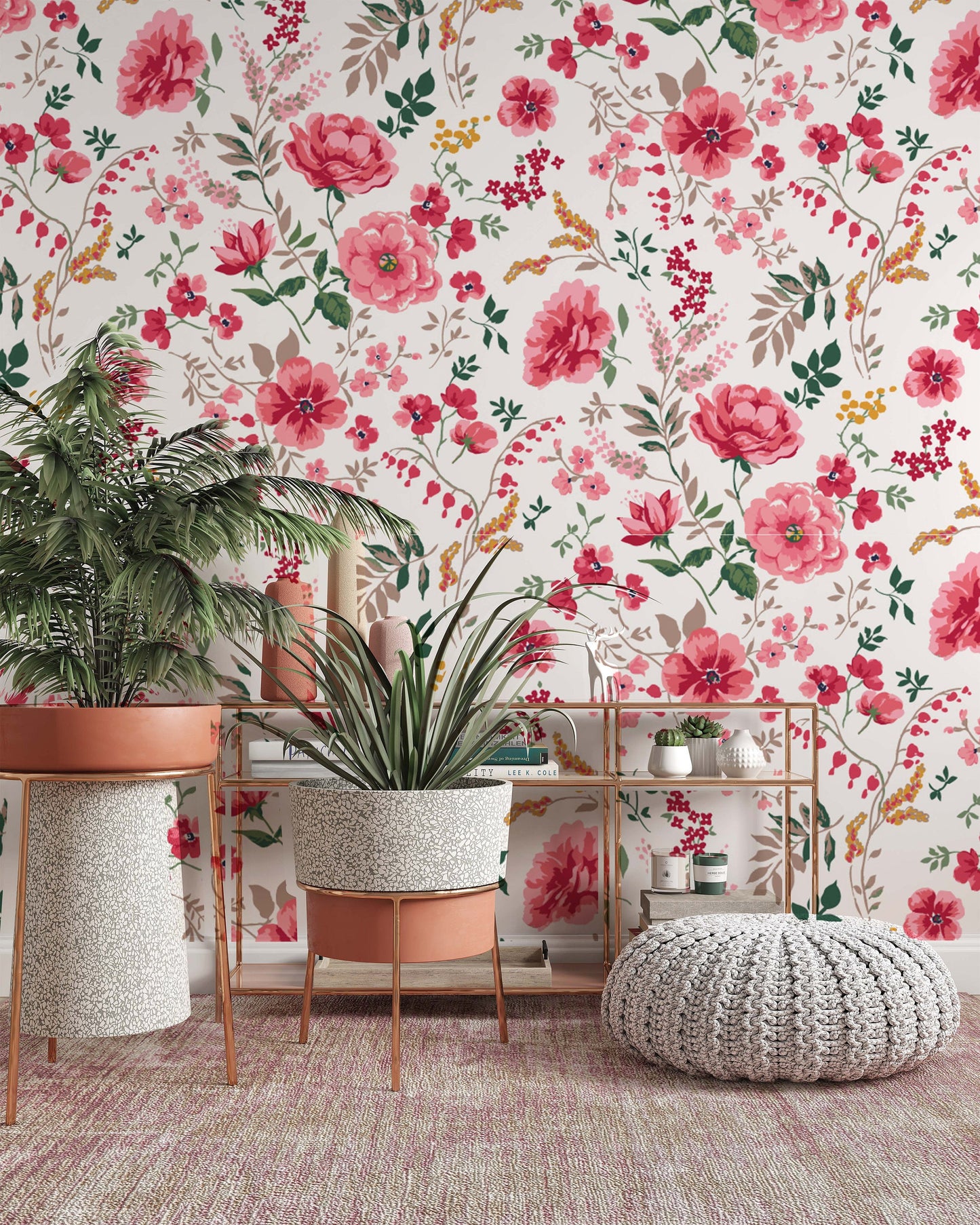Watercolor Floral Pattern Flowers Background Modern Wallpaper Restaurant Living Room Cafe Office Bedroom Mural Home Wall Art