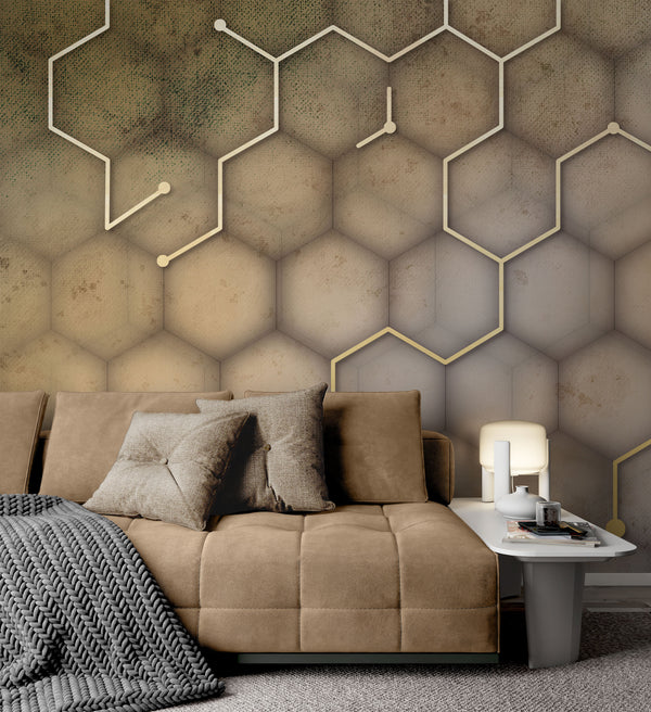 Black Gold Hexagon Geometric Background Wallpaper Wall Art
