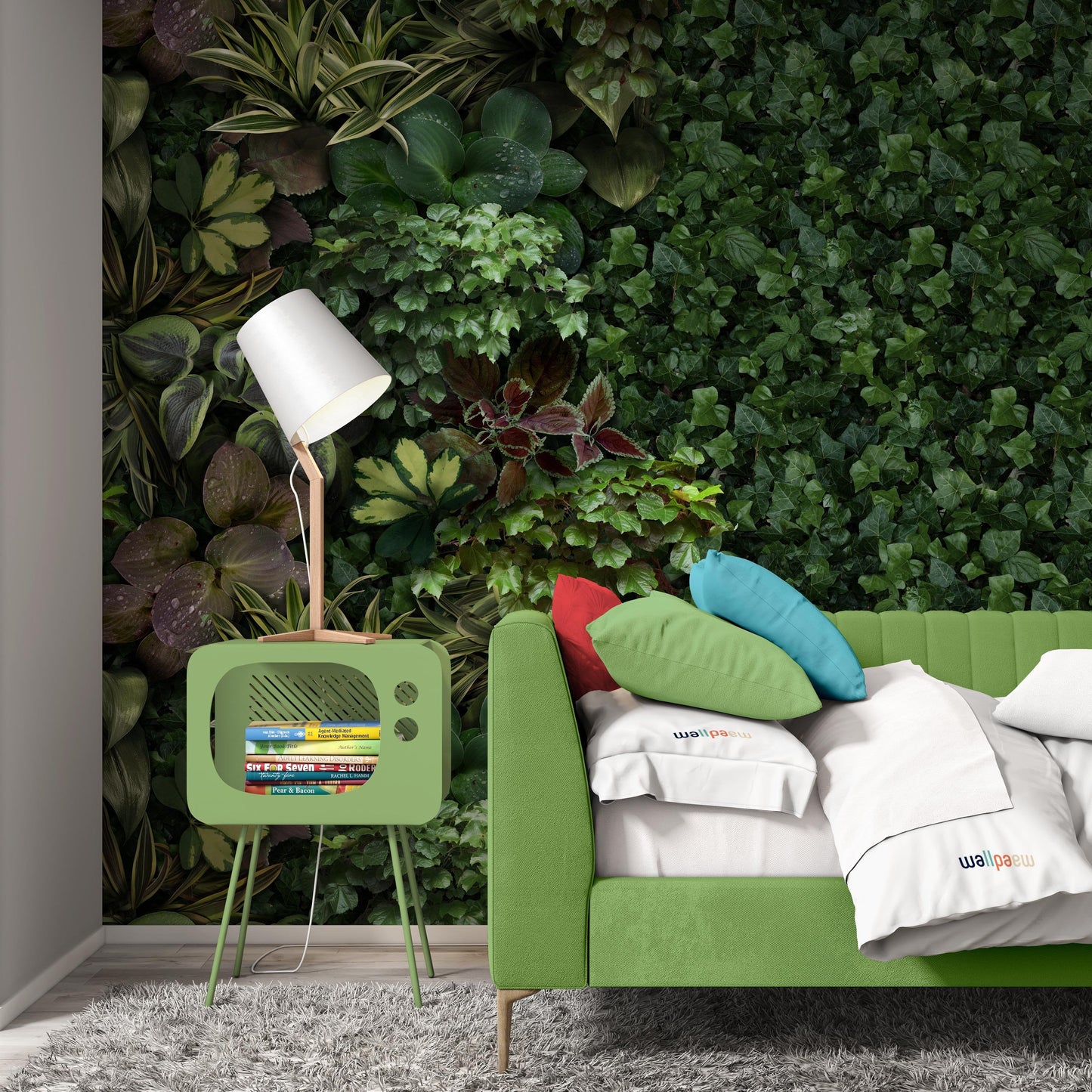 Realistic Green Leaves Floral Wallpaper Mural Home Wall Art