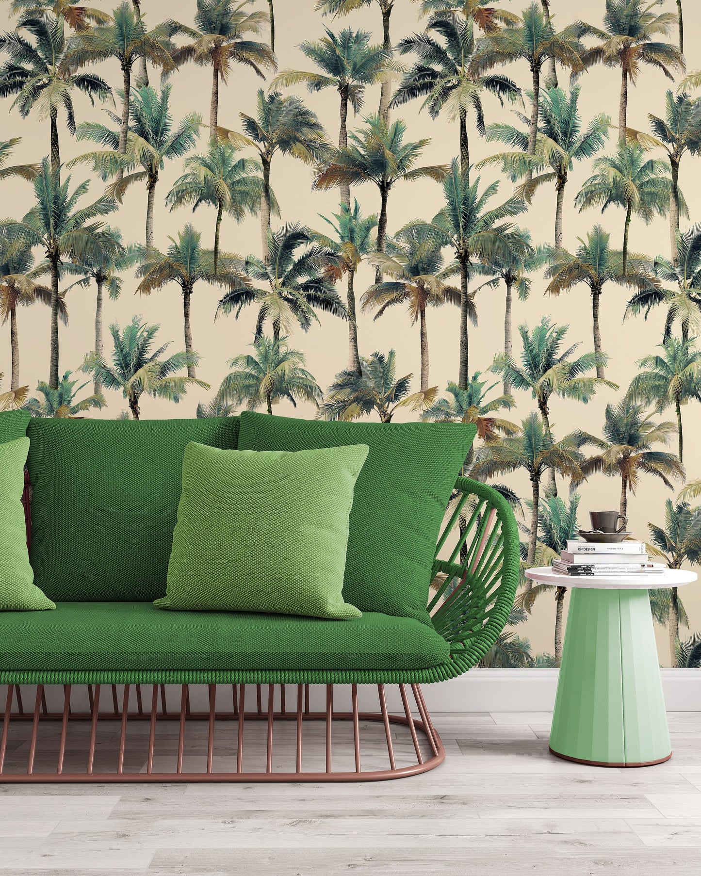 Palm Trees Background Flowers Floral Wallpaper Mural Home