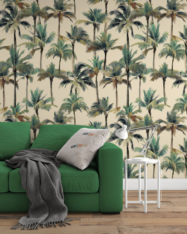 Palm Trees Background Flowers Floral Wallpaper Mural Home
