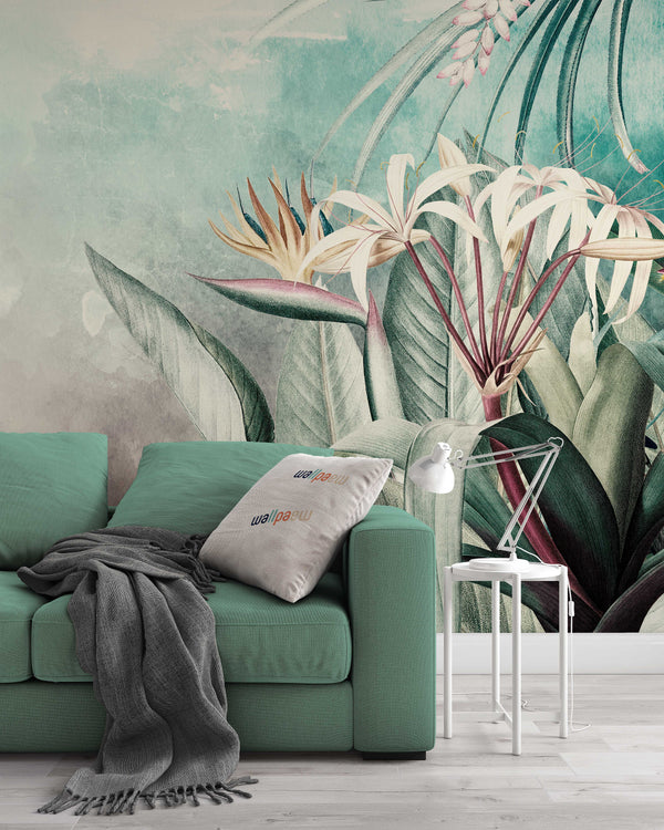 Tropical Exotic Green Plant Design Decor Modern Wallpaper