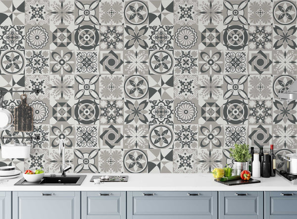 Arabic And Moroccan Style Black Gray Square Design Wallpaper