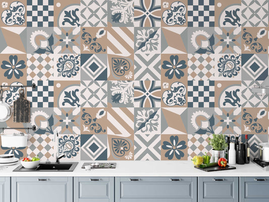 Arabic And Moroccan Style Square Design Wallpaper Removable