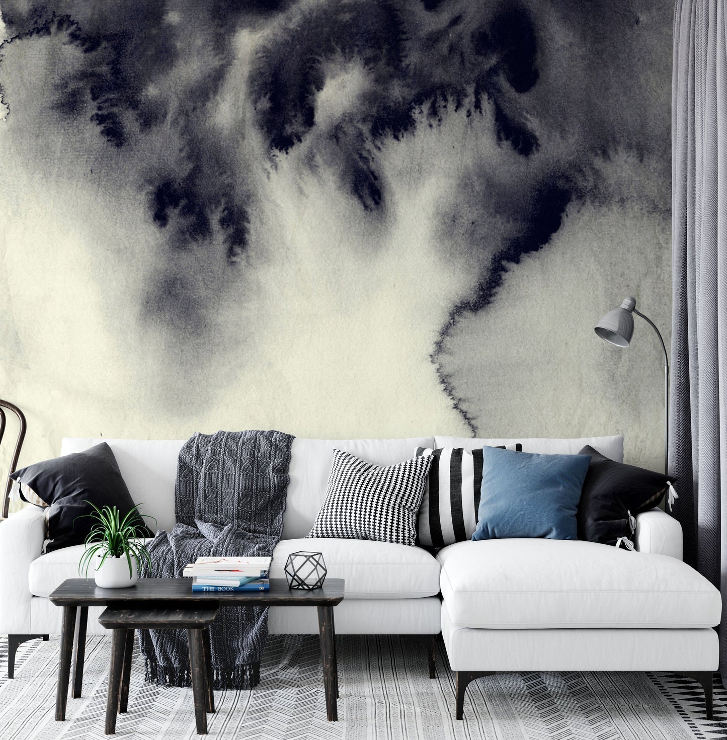 Abstract Ink Painting On Grunge Paper Background Wallpaper